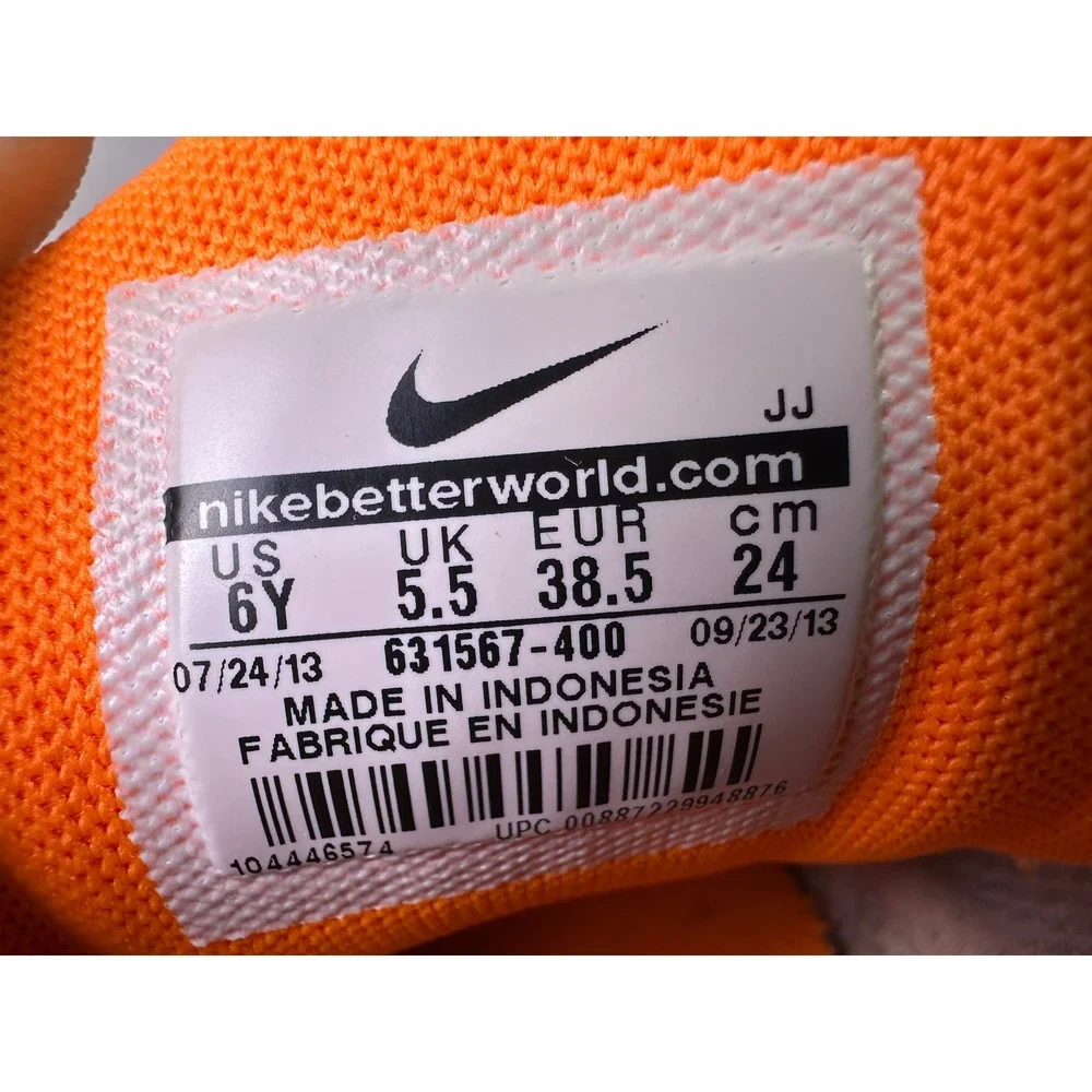 Nike Free 5.0 Gamma Blue Total Orange Volt‎ Kids Running Shoes 6Y 631567-400 GS